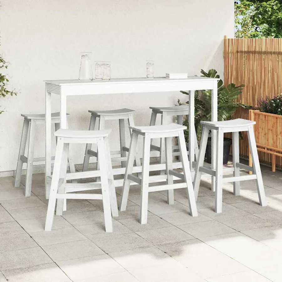 Ensemble de bar de jardin 6 pcs Blanc HDPE - 3