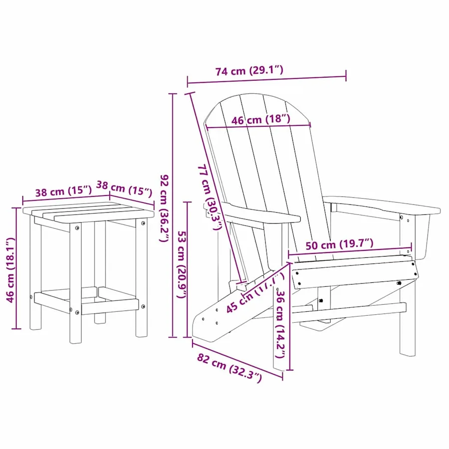 Chaise de jardin 3 pcs Noir Polyéthylène - 11
