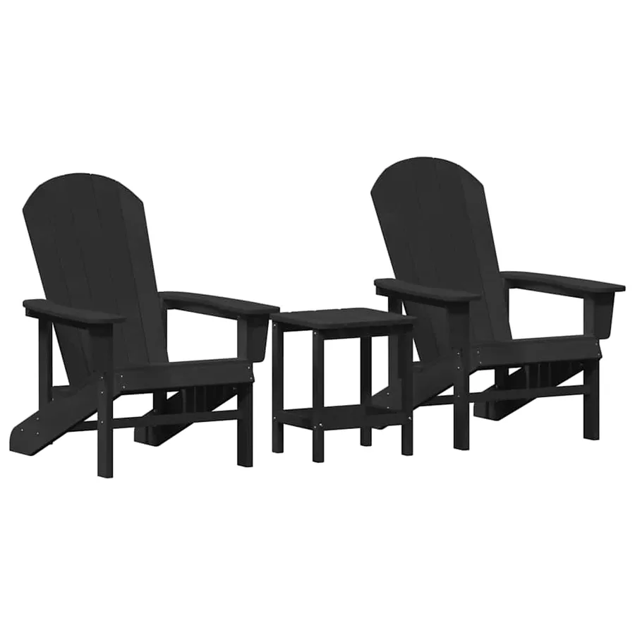 Chaise de jardin 3 pcs Noir Polyéthylène - 2