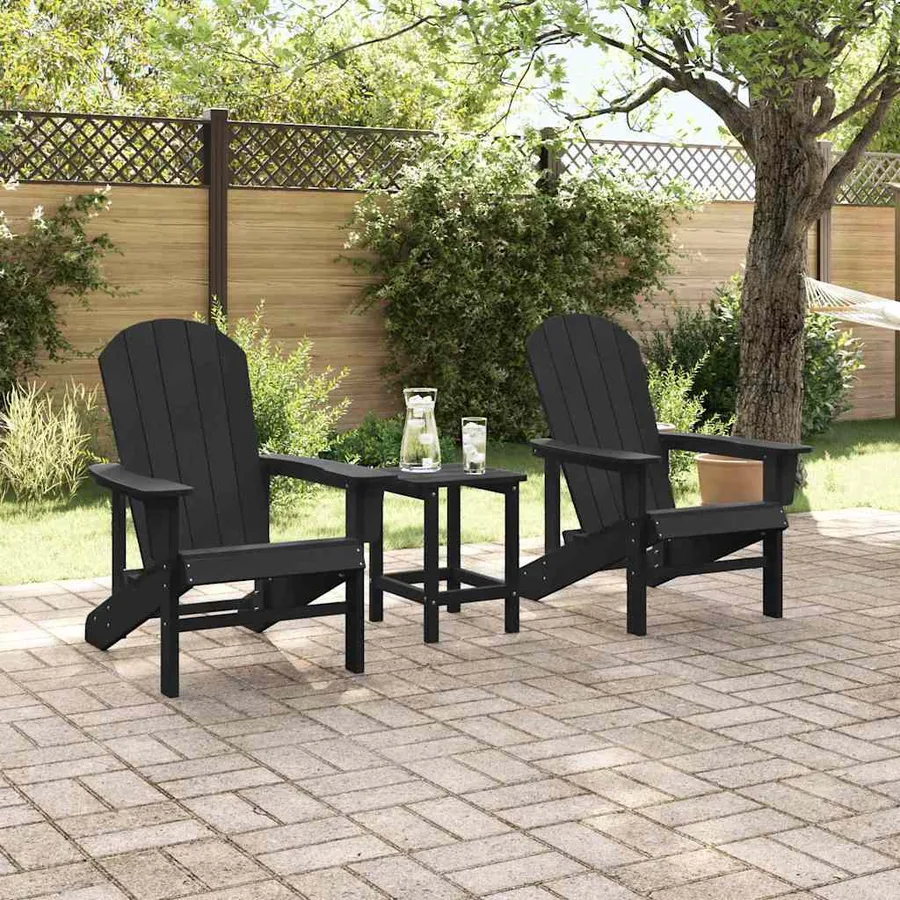 Chaise de jardin 3 pcs Noir Polyéthylène - 4