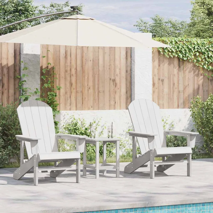 Chaise de jardin 3 pcs Blanc Polyéthylène