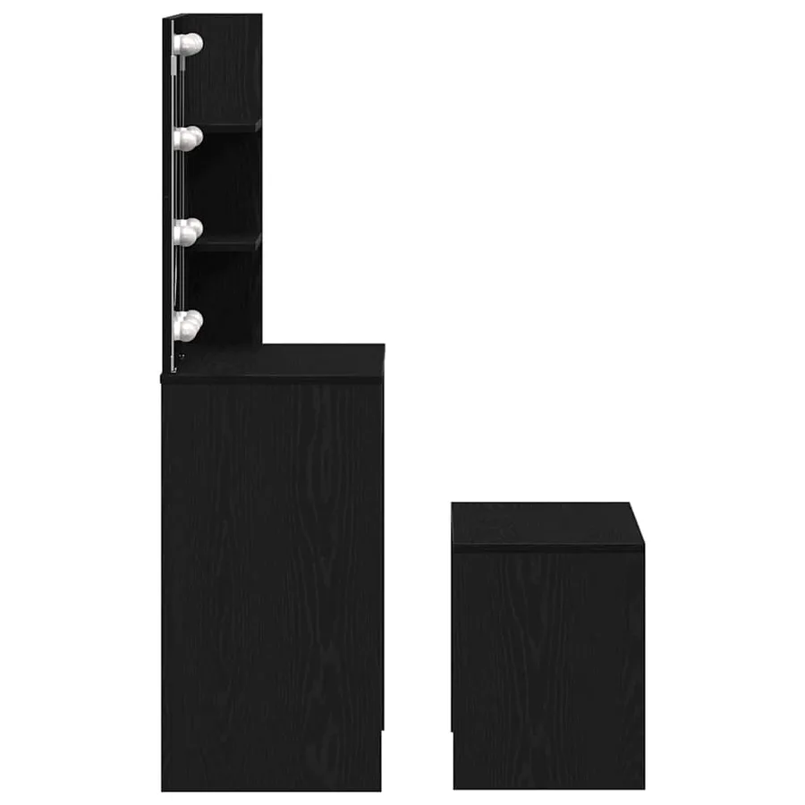 Ensemble de table de maquillage LED 2 pcs Chêne noir - 10