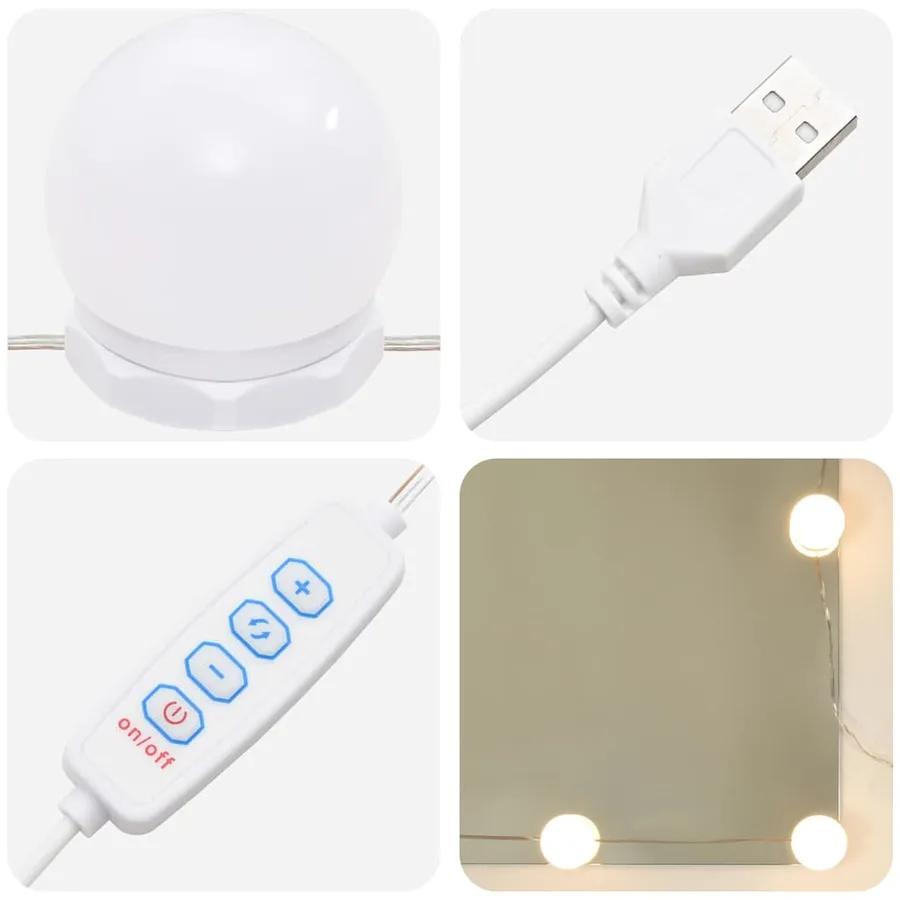 Ensemble de table de maquillage LED 2 pcs Chêne noir - 15
