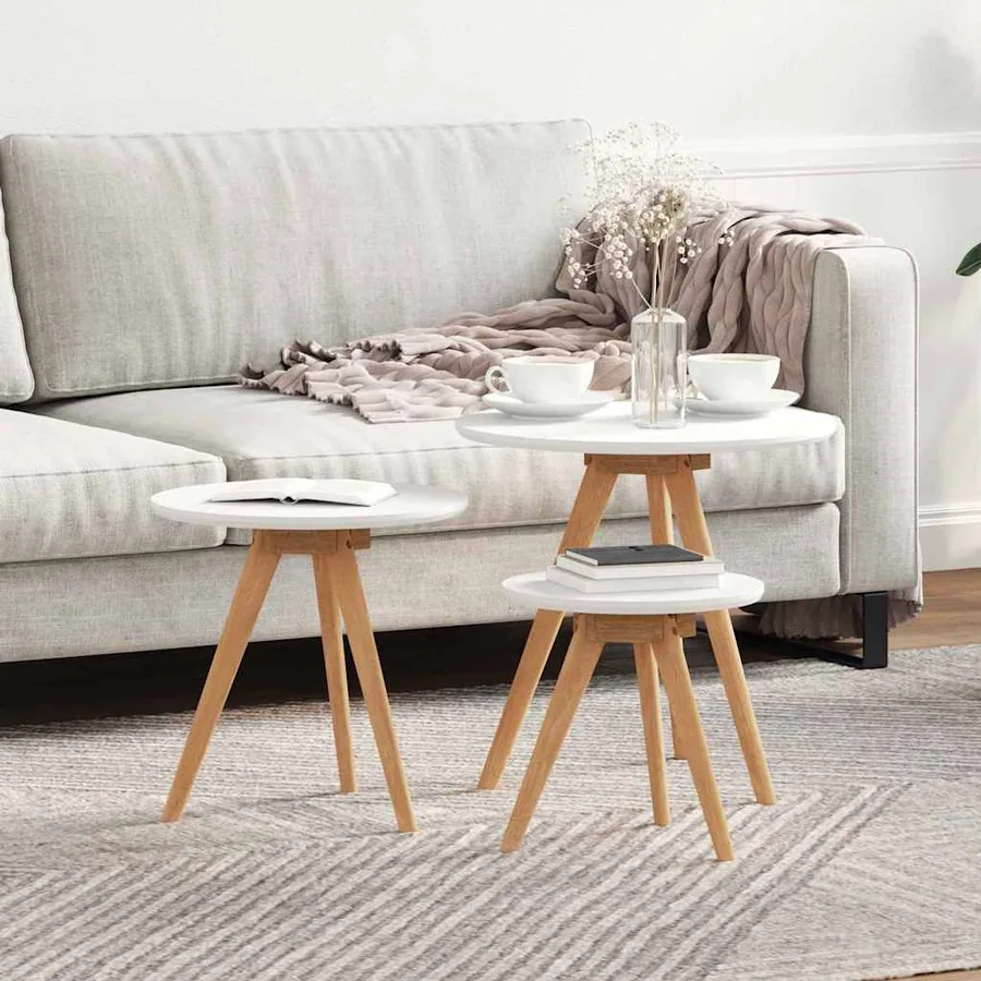 Table basse 3 pcs Marron Bois de noyer massif