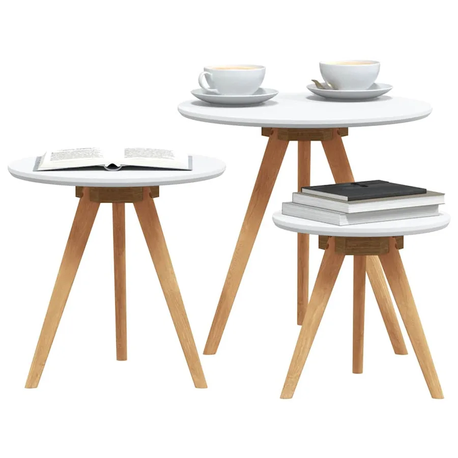 Table basse 3 pcs Marron Bois de noyer massif - 3