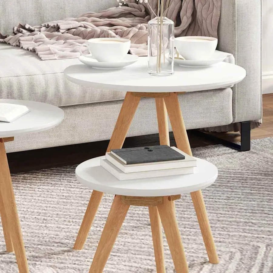 Table basse 3 pcs Marron Bois de noyer massif - 4