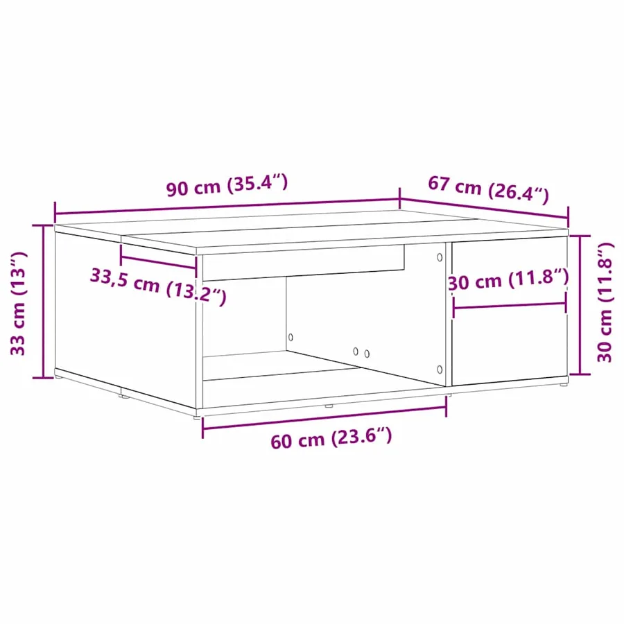 Table basse Chêne noir 90 x 67 x 33 cm Bois d'ingénierie - 8