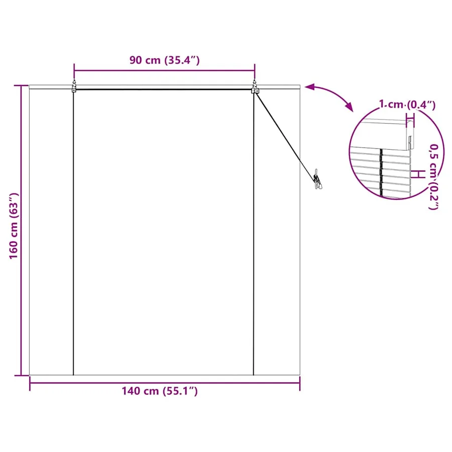 Store enrouleur Marron 140 x 160 cm Bambou - 15