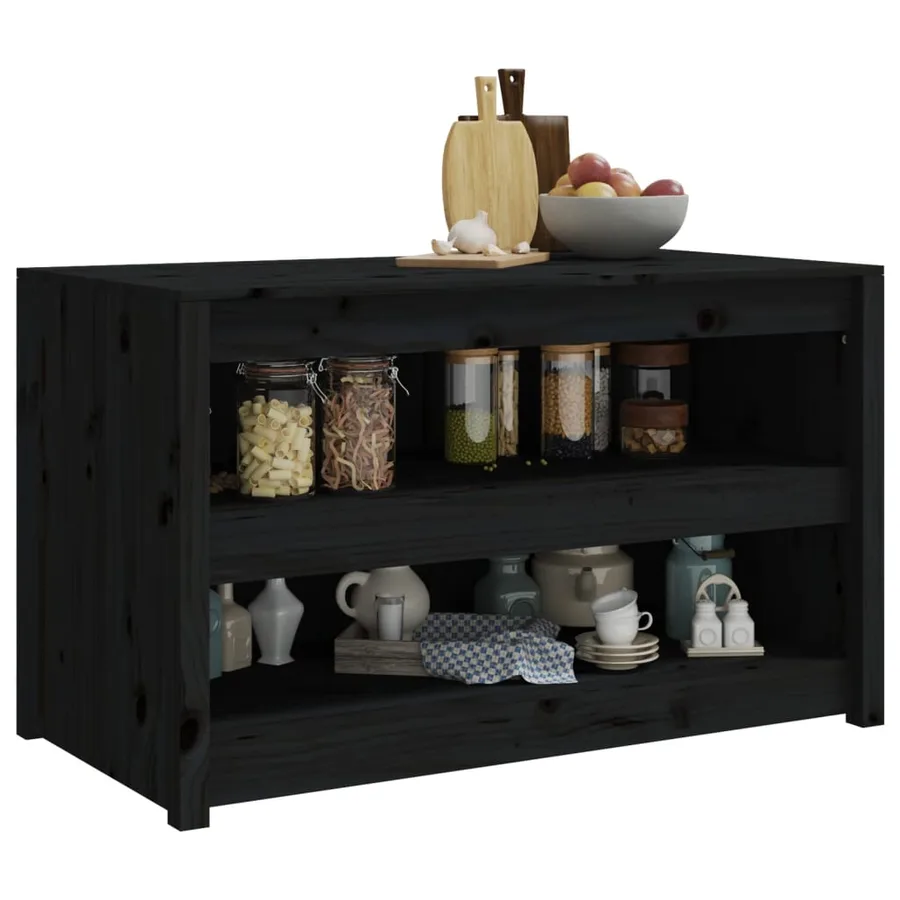 Armoire de cuisine d'extérieur MEPPEL noir 106x55x64cm bois pin massif - 3