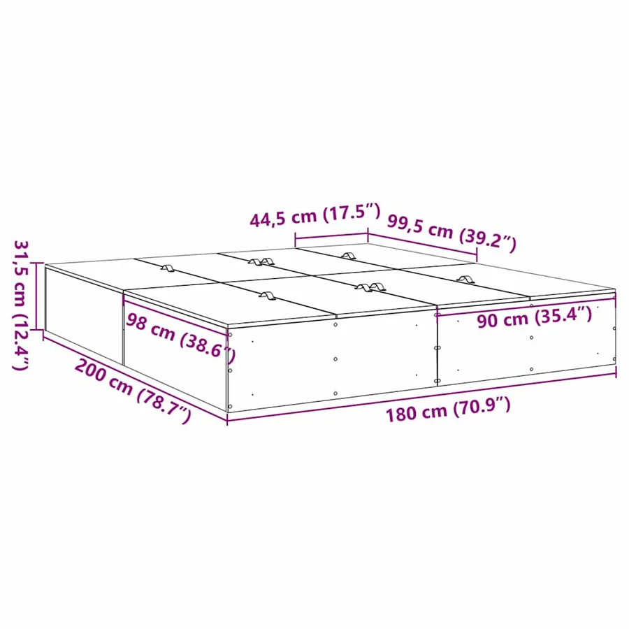 Cadre de lit avec rangement avec stockage Blanc 180 x 200 cm - 14