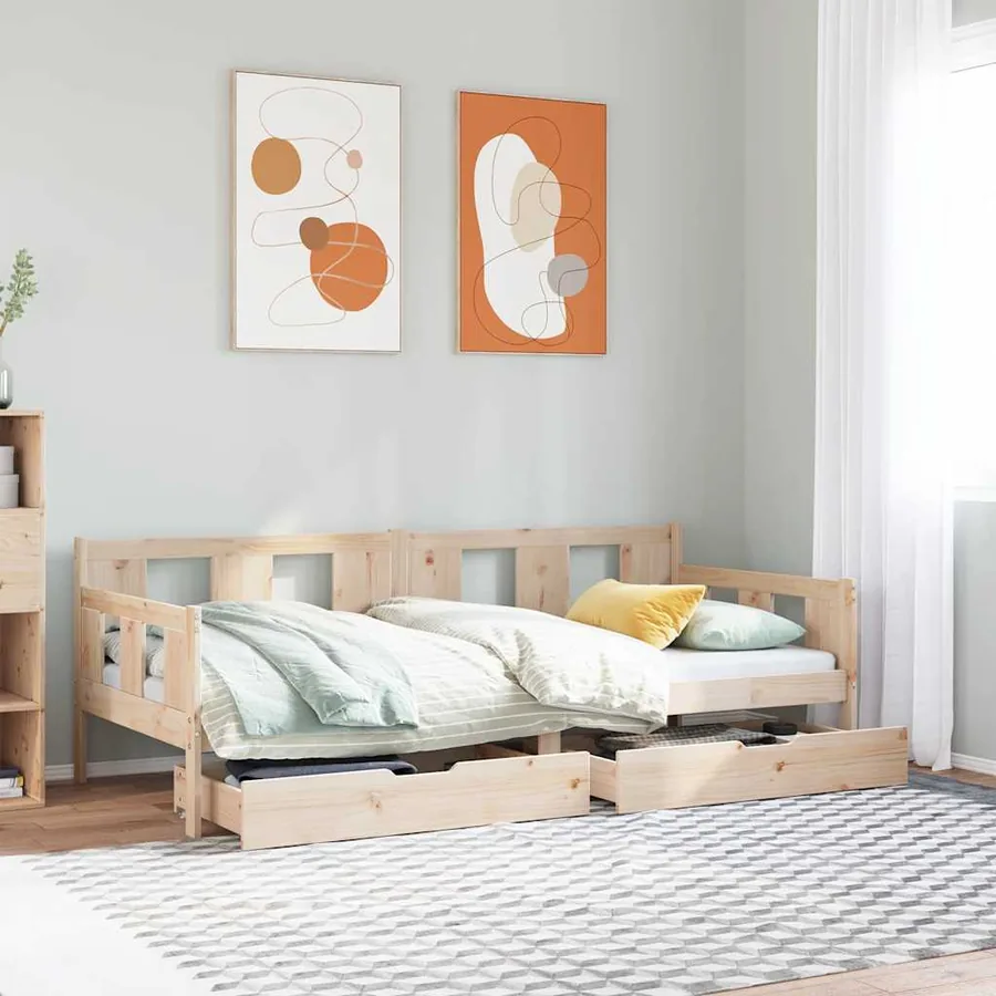 Lit de jour avec tiroirs sans matelas 90x190 cm bois massif