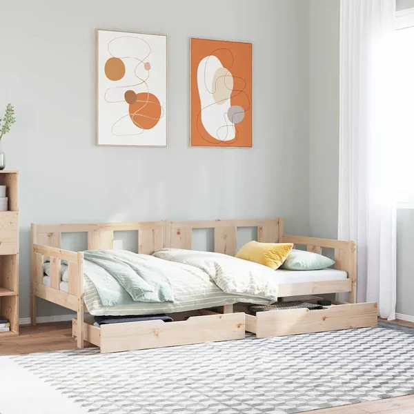 Lit de jour avec tiroirs sans matelas 90x190 cm bois massif
