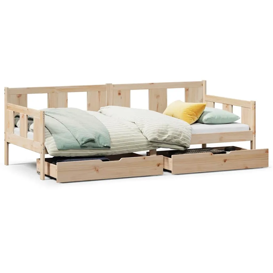 Lit de jour avec tiroirs sans matelas 90x190 cm bois massif - 2