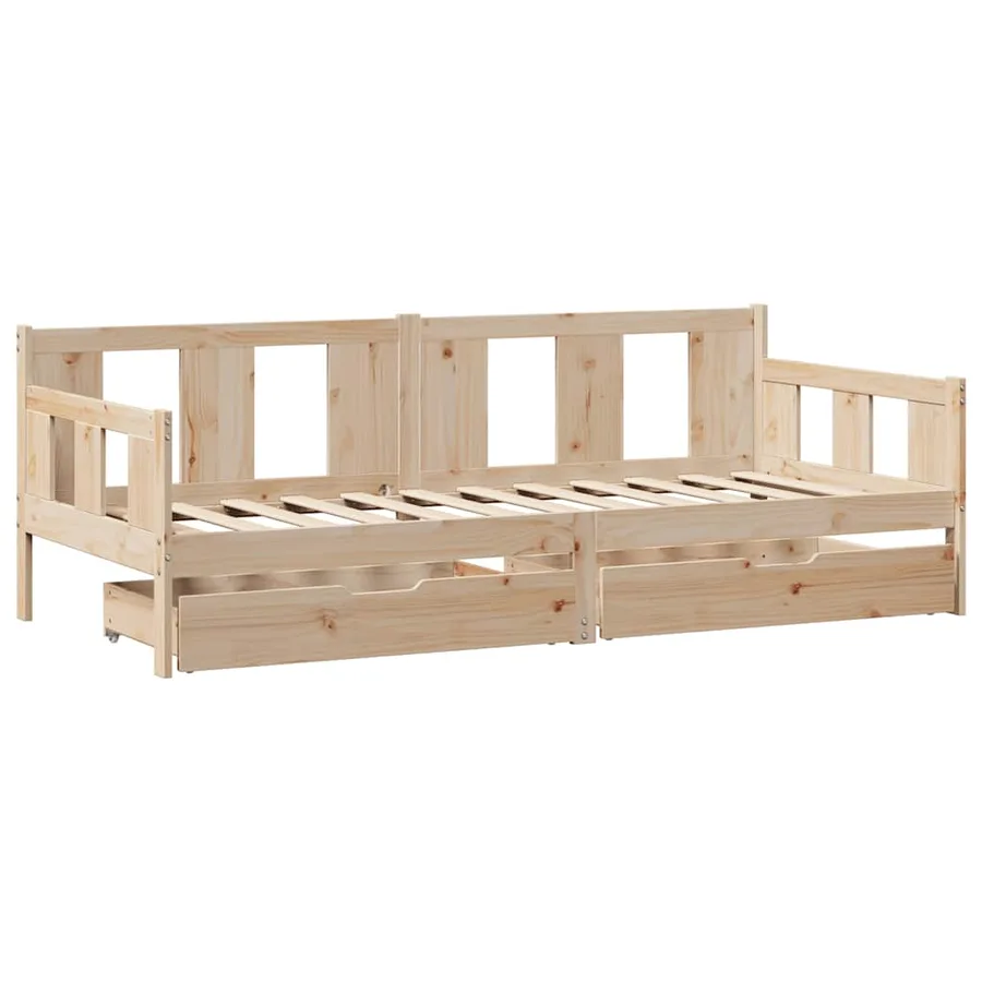 Lit de jour avec tiroirs sans matelas 90x190 cm bois massif - 3