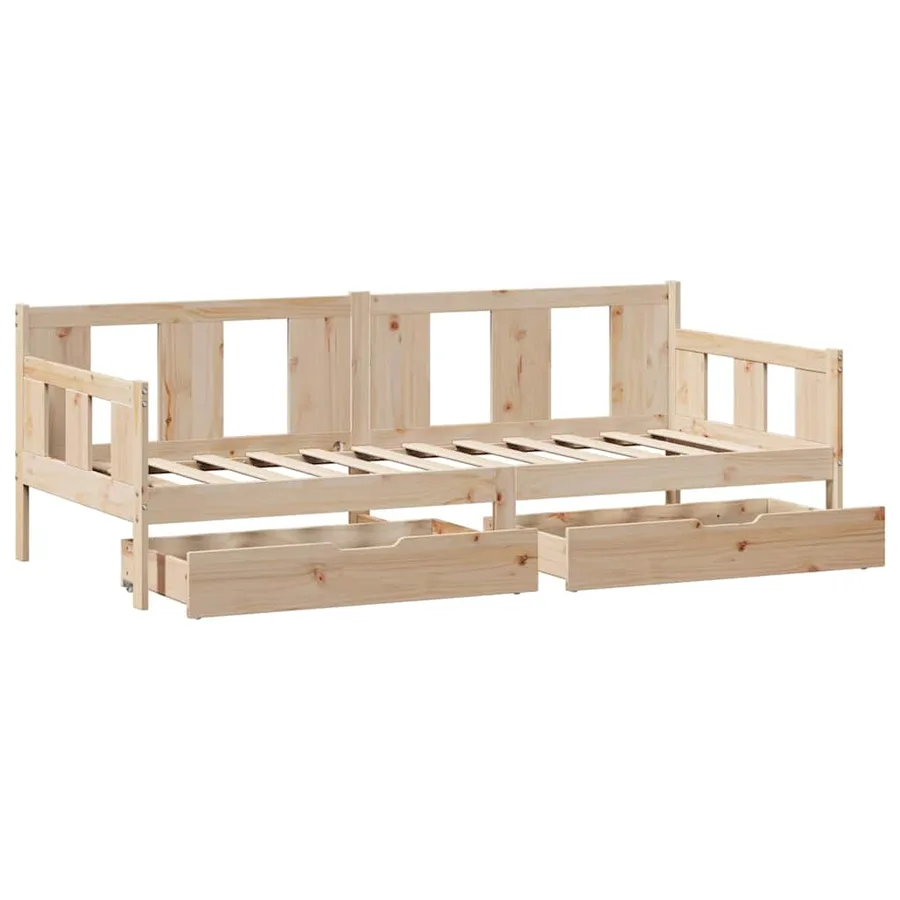 Lit de jour avec tiroirs sans matelas 90x190 cm bois massif - 9