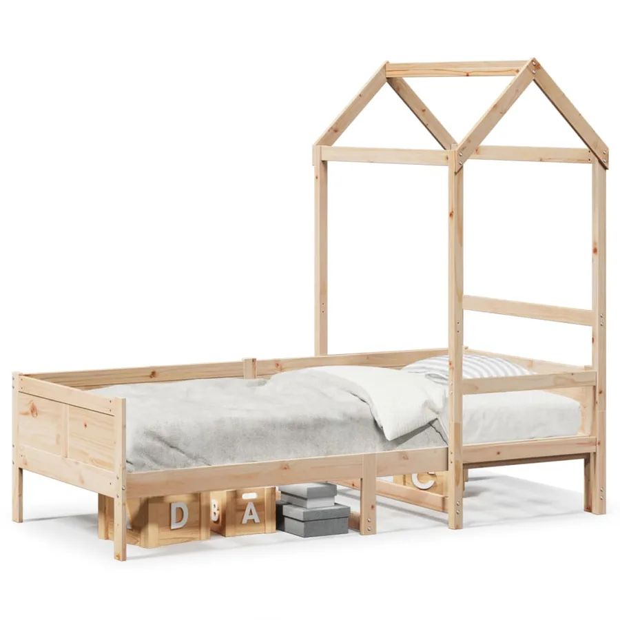 Lit de jour avec toit sans matelas 80x200 cm bois massif - 2