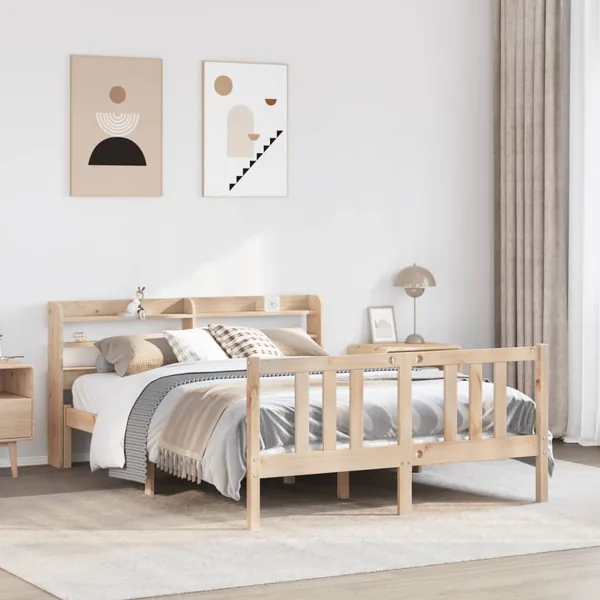 Cadre de lit et tête de lit sans matelas 135x190 cm