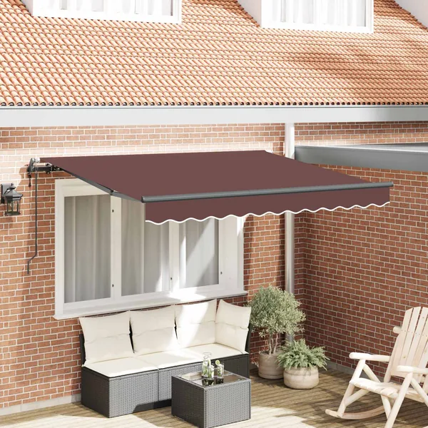 Auvent Rétractable Marron 350 x 200 cm tissu