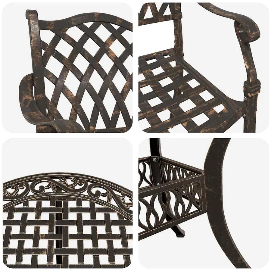 Ensemble de salle à manger pour jardin 7 pcs Bronze Aluminium - 11