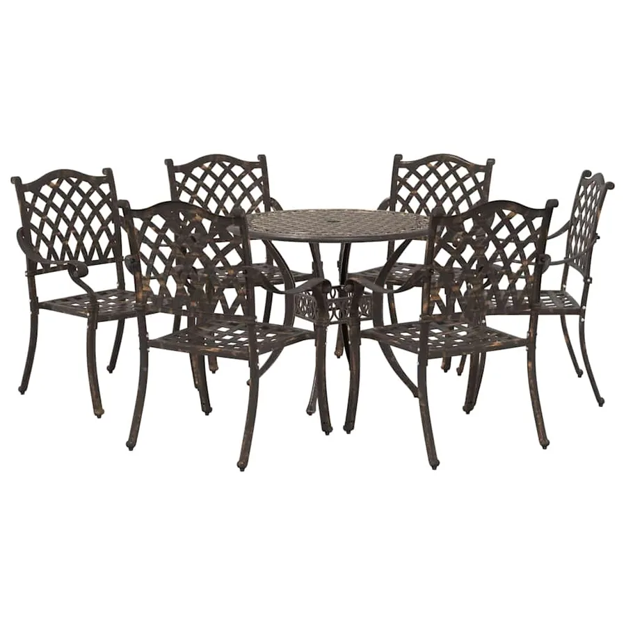 Ensemble de salle à manger pour jardin 7 pcs Bronze Aluminium - 7