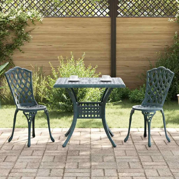 Ensemble de tables de jardin 3 pcs Vert Aluminium coulé