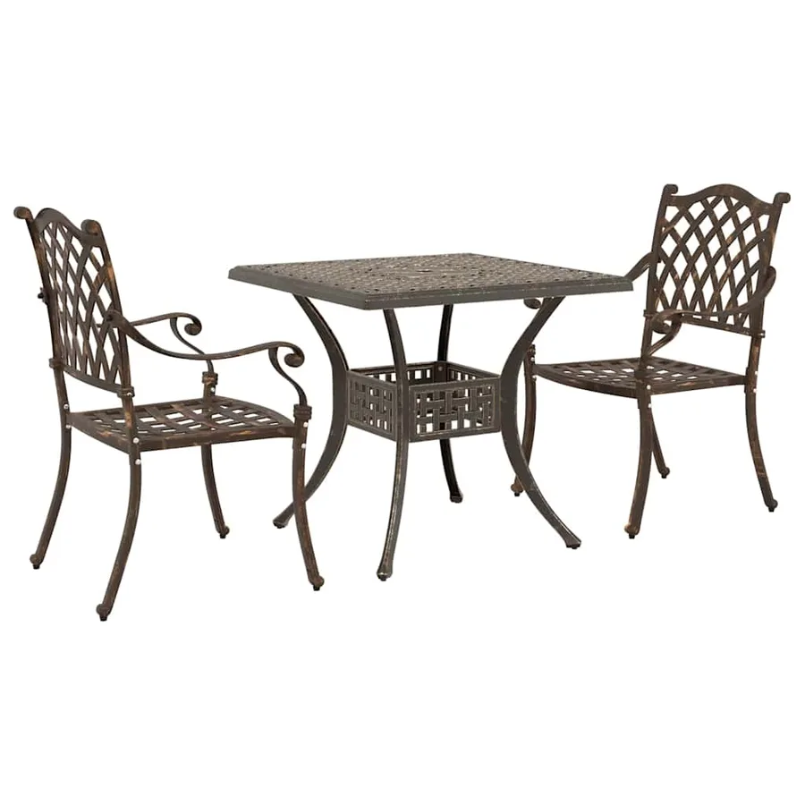 Ensemble de tables de jardin 3 pcs Bronze Aluminium coulé - 2