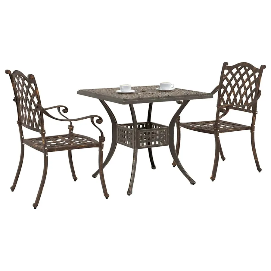 Ensemble de tables de jardin 3 pcs Bronze Aluminium coulé - 3