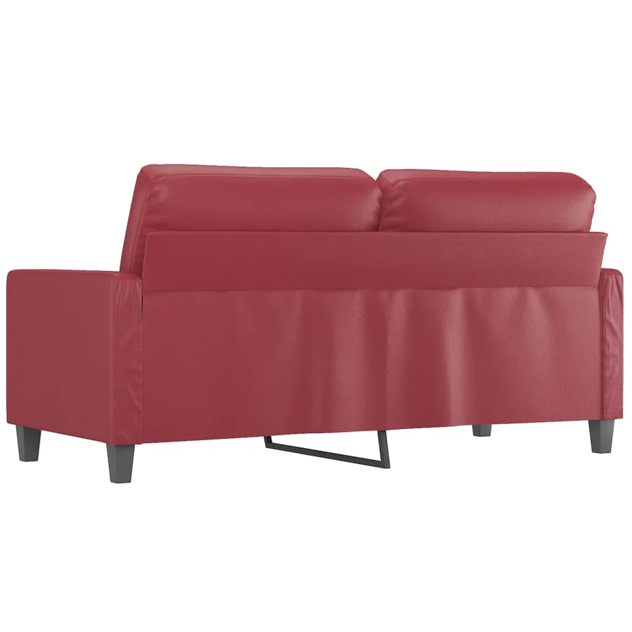 Canapé à 2 places Rouge bordeaux 140 cm Similicuir - 5