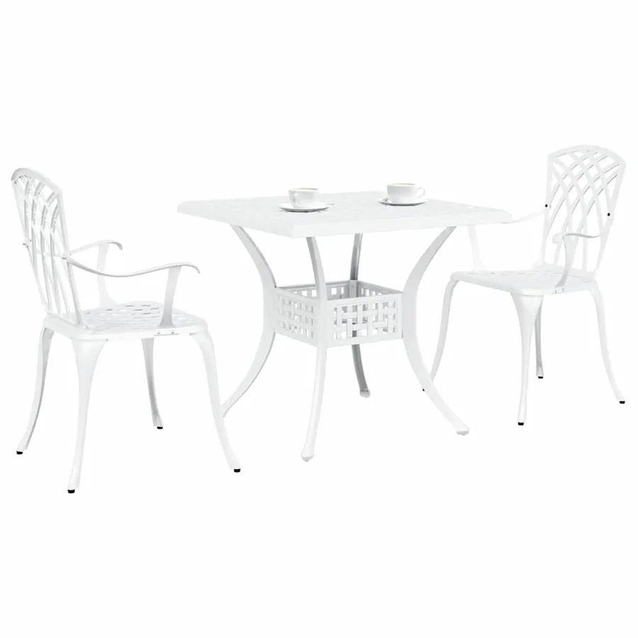 Ensemble de tables de jardin 3 pcs Blanc Aluminium coulé - 3