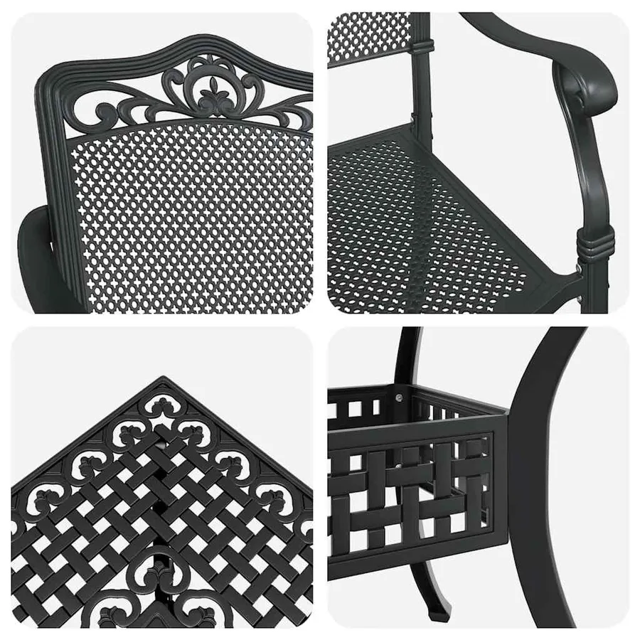 Ensemble de tables de jardin 5 pcs Noir Aluminium coulé - 11