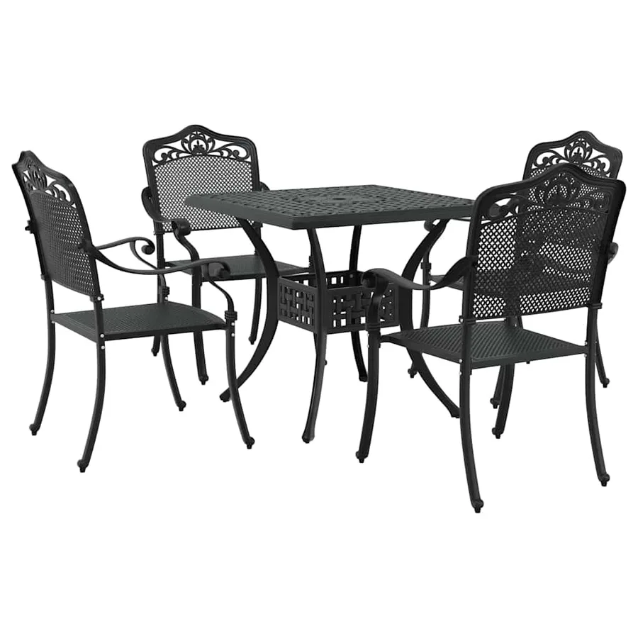 Ensemble de tables de jardin 5 pcs Noir Aluminium coulé - 2
