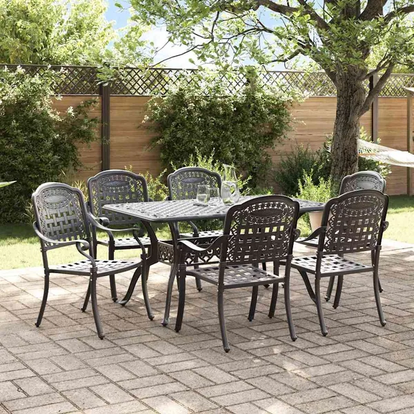 Ensemble de salle à manger pour jardin 7 pcs Noir Aluminium