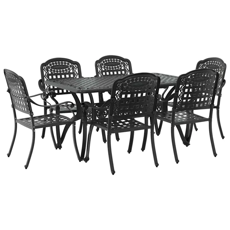 Ensemble de salle à manger pour jardin 7 pcs Noir Aluminium - 2