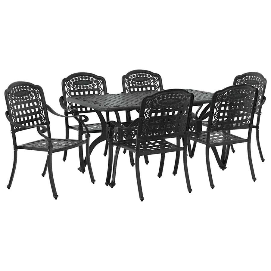 Ensemble de salle à manger pour jardin 7 pcs Noir Aluminium - 7