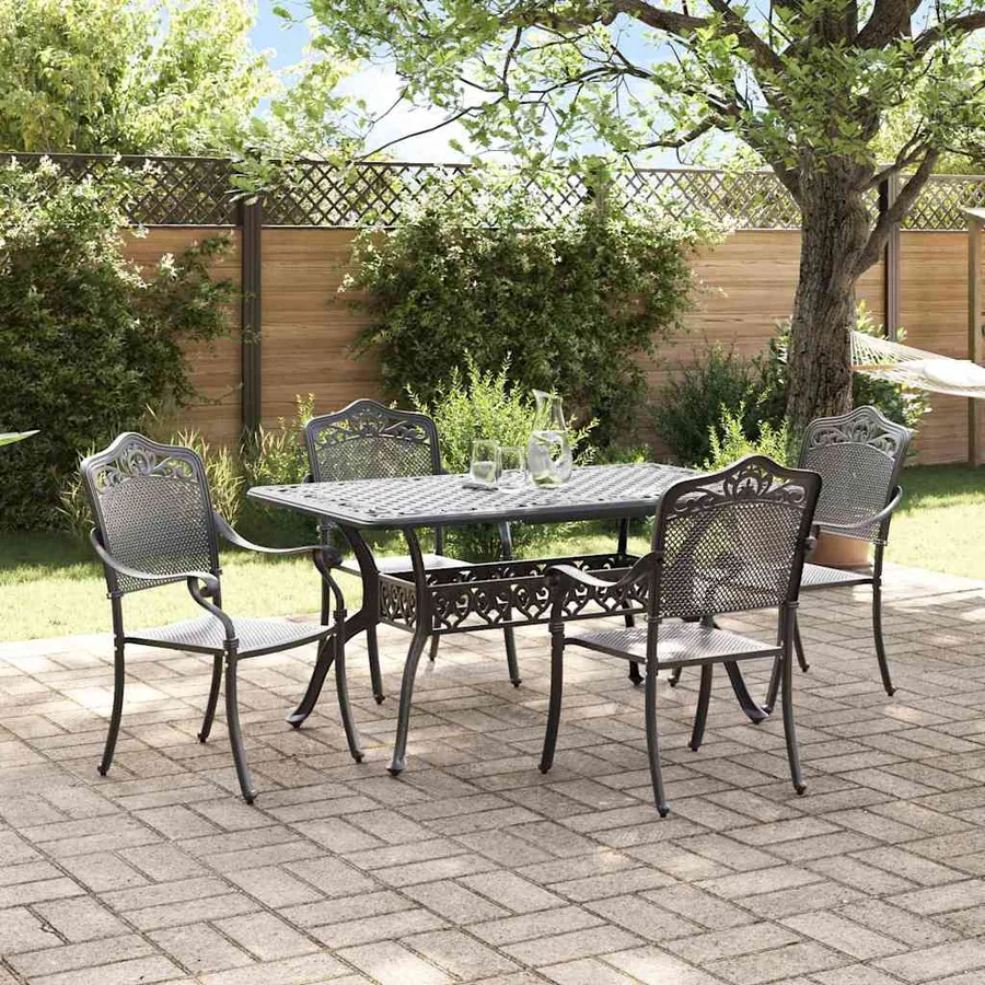 Ensemble de salle à manger pour jardin 5 pcs Noir Aluminium
