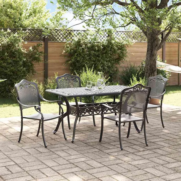 Ensemble de salle à manger pour jardin 5 pcs Noir Aluminium