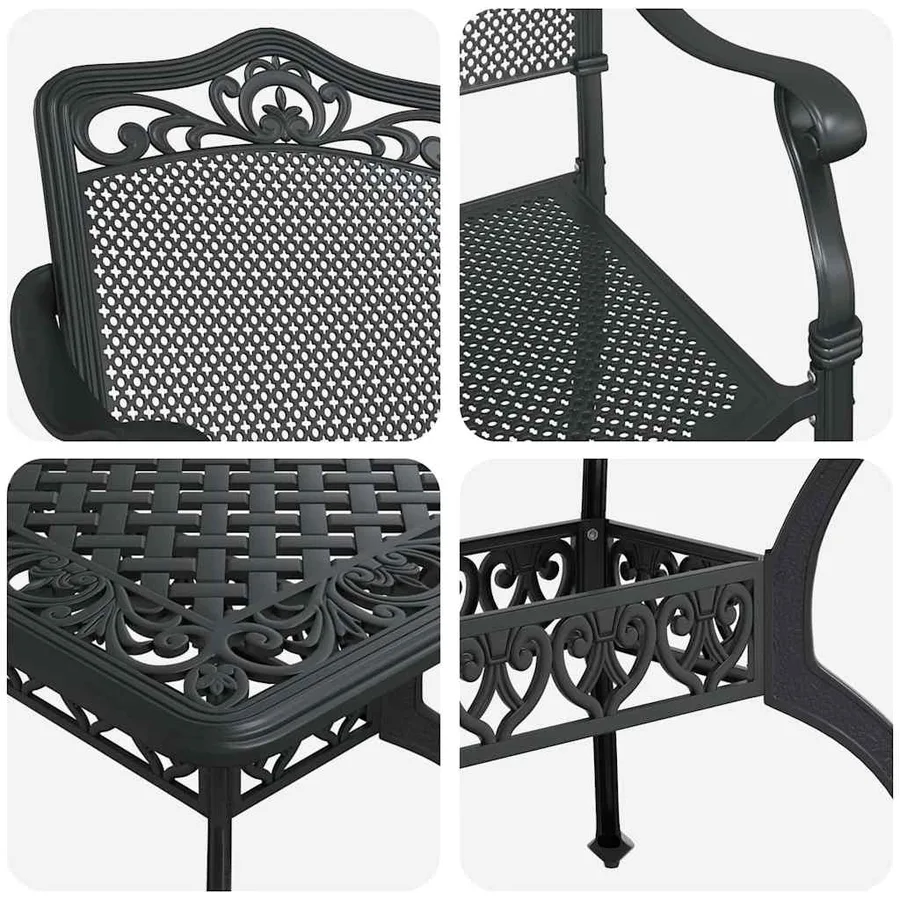 Ensemble de salle à manger pour jardin 5 pcs Noir Aluminium - 11