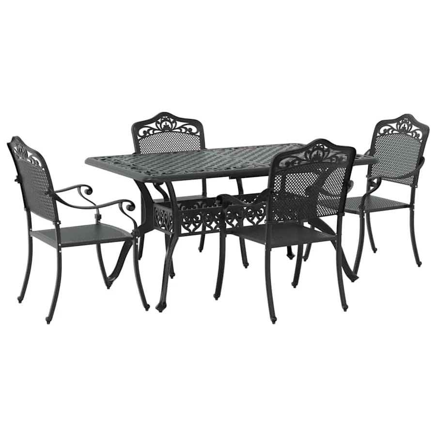 Ensemble de salle à manger pour jardin 5 pcs Noir Aluminium - 2