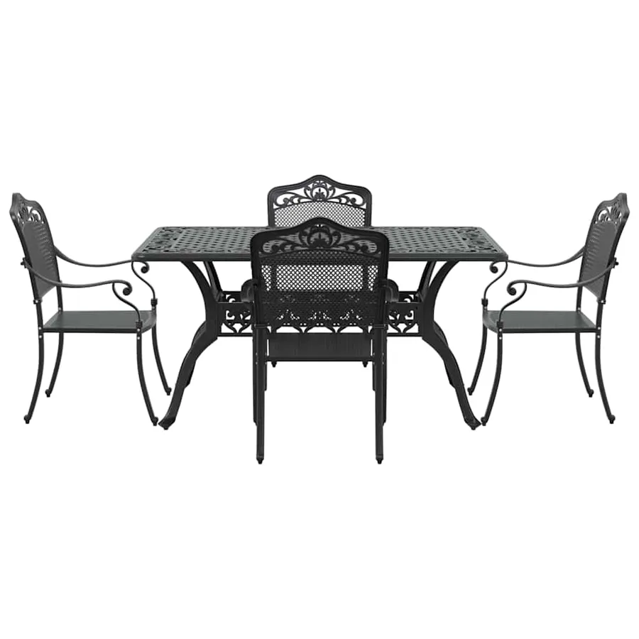 Ensemble de salle à manger pour jardin 5 pcs Noir Aluminium - 7