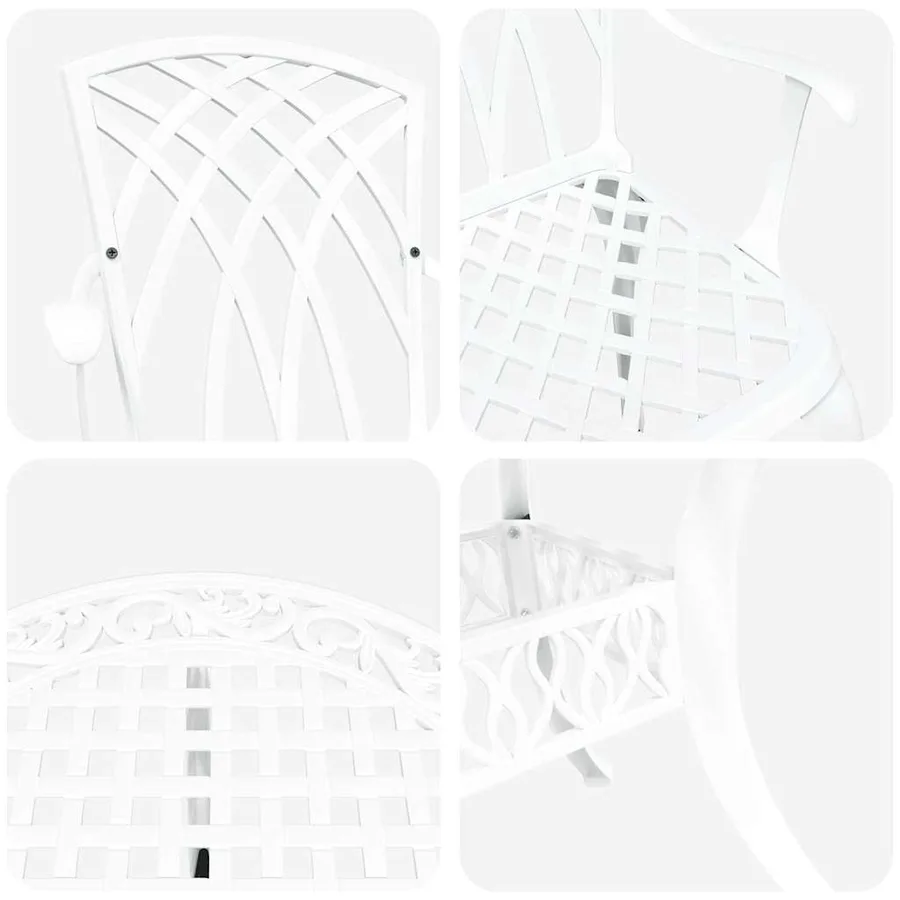 Ensemble de salle à manger pour jardin 5 pcs Blanc Aluminium - 11