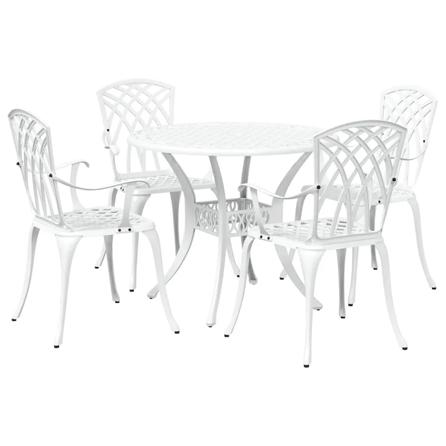 Ensemble de salle à manger pour jardin 5 pcs Blanc Aluminium - 2
