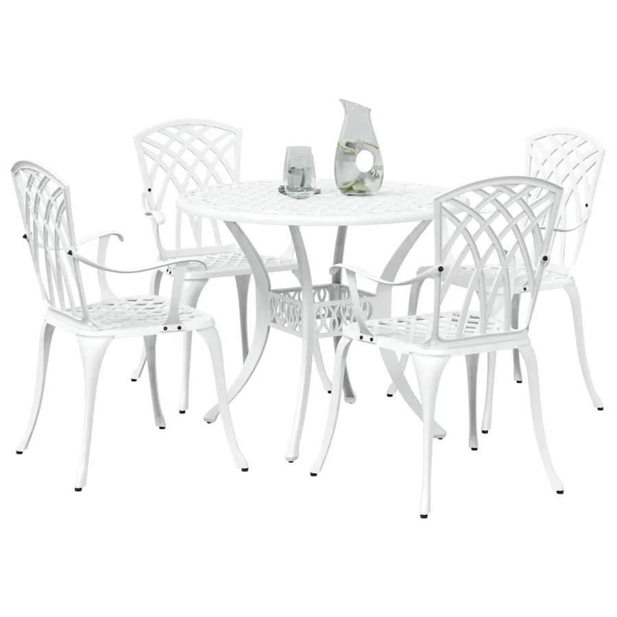 Ensemble de salle à manger pour jardin 5 pcs Blanc Aluminium - 3