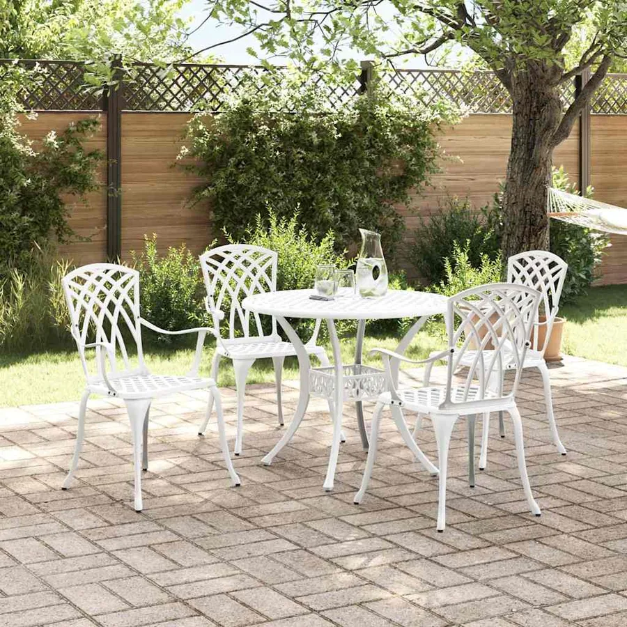 Ensemble de salle à manger pour jardin 5 pcs Blanc Aluminium - 4