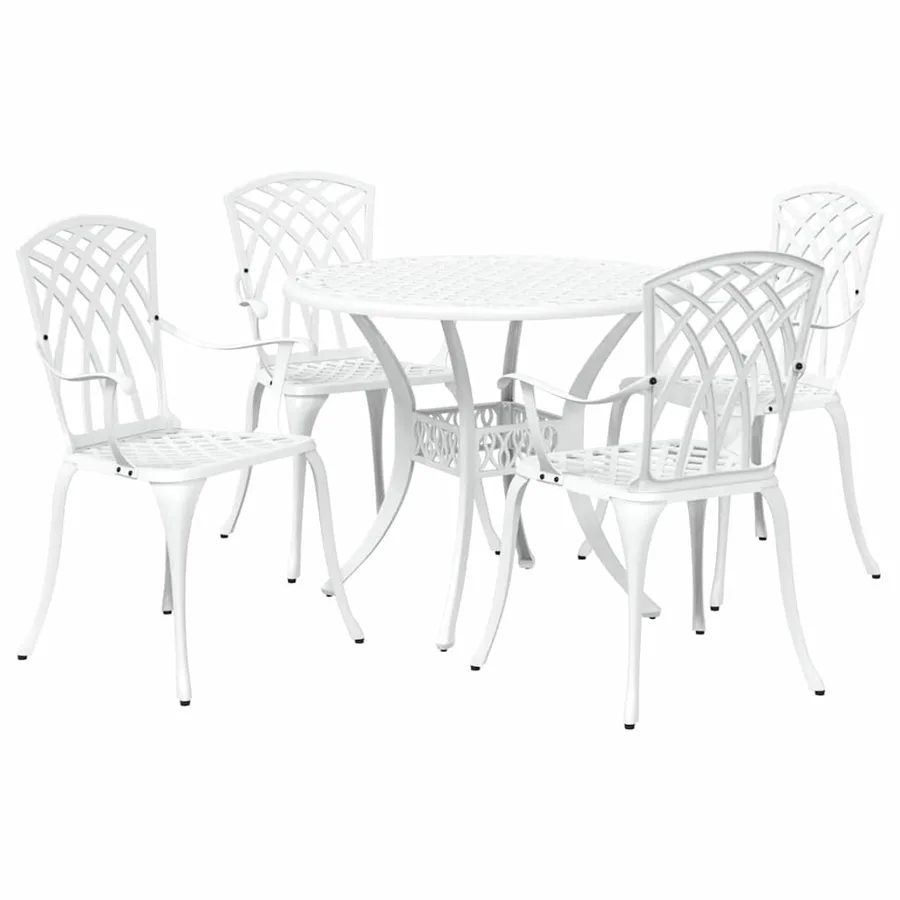 Ensemble de salle à manger pour jardin 5 pcs Blanc Aluminium - 7