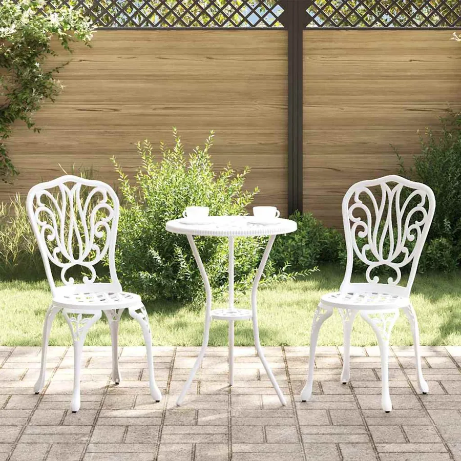 Ensemble bistro de jardin 3 pcs Blanc Aluminium