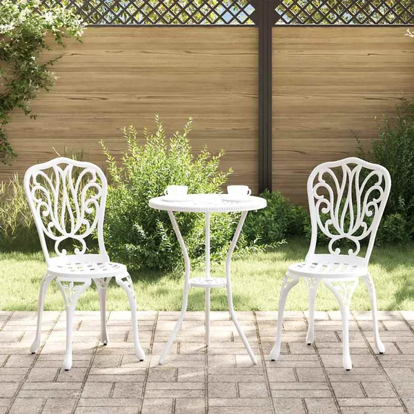 Ensemble bistro de jardin 3 pcs Blanc Aluminium
