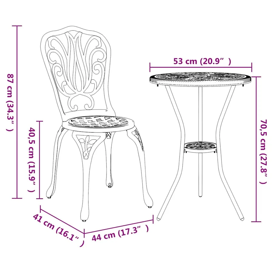 Ensemble bistro de jardin 3 pcs Blanc Aluminium - 13