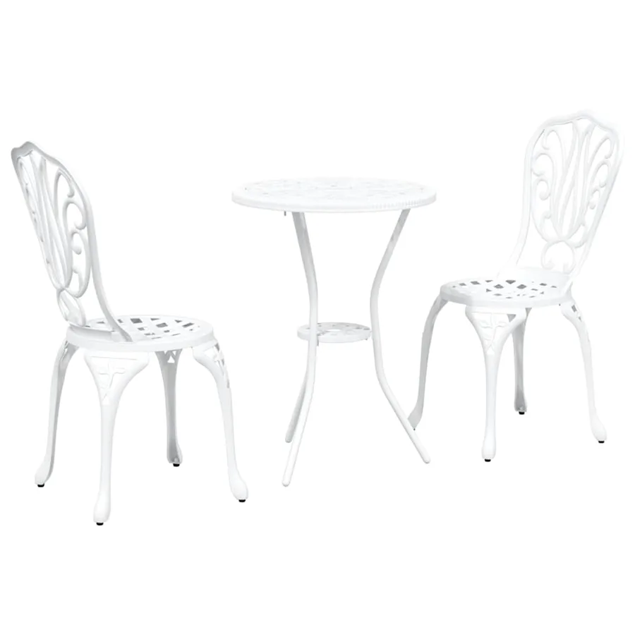 Ensemble bistro de jardin 3 pcs Blanc Aluminium - 2