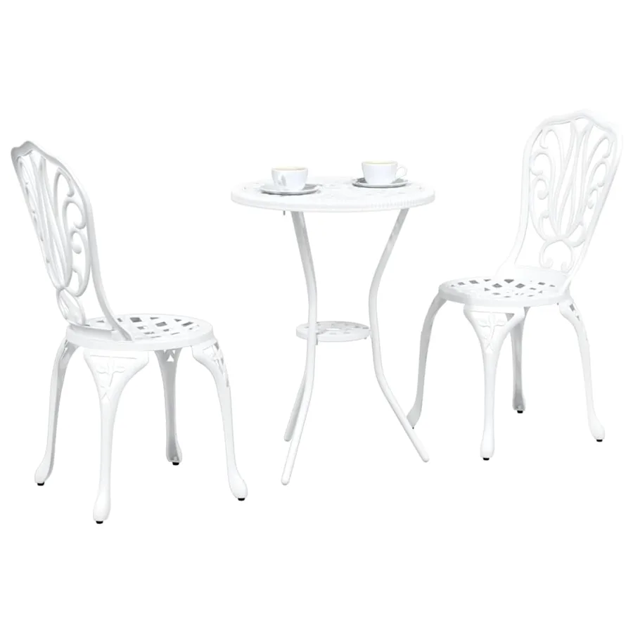 Ensemble bistro de jardin 3 pcs Blanc Aluminium - 3