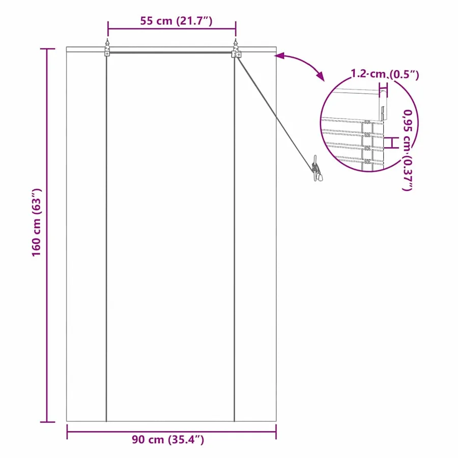 Store enrouleur Marron 90 x 160 cm Bambou - 15